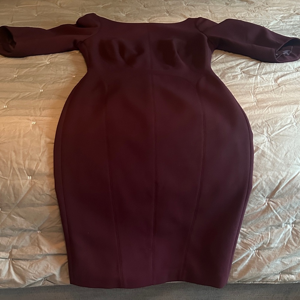 Karen Millen Rich Plum Long Sleeve Dress